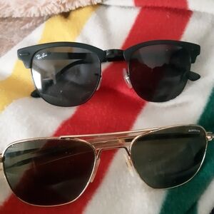 Ray-Ban Black and Gold Sunglasses Set